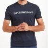 T-shirt Emporio Armani duże logo koszulka męska granatowa bawełniana